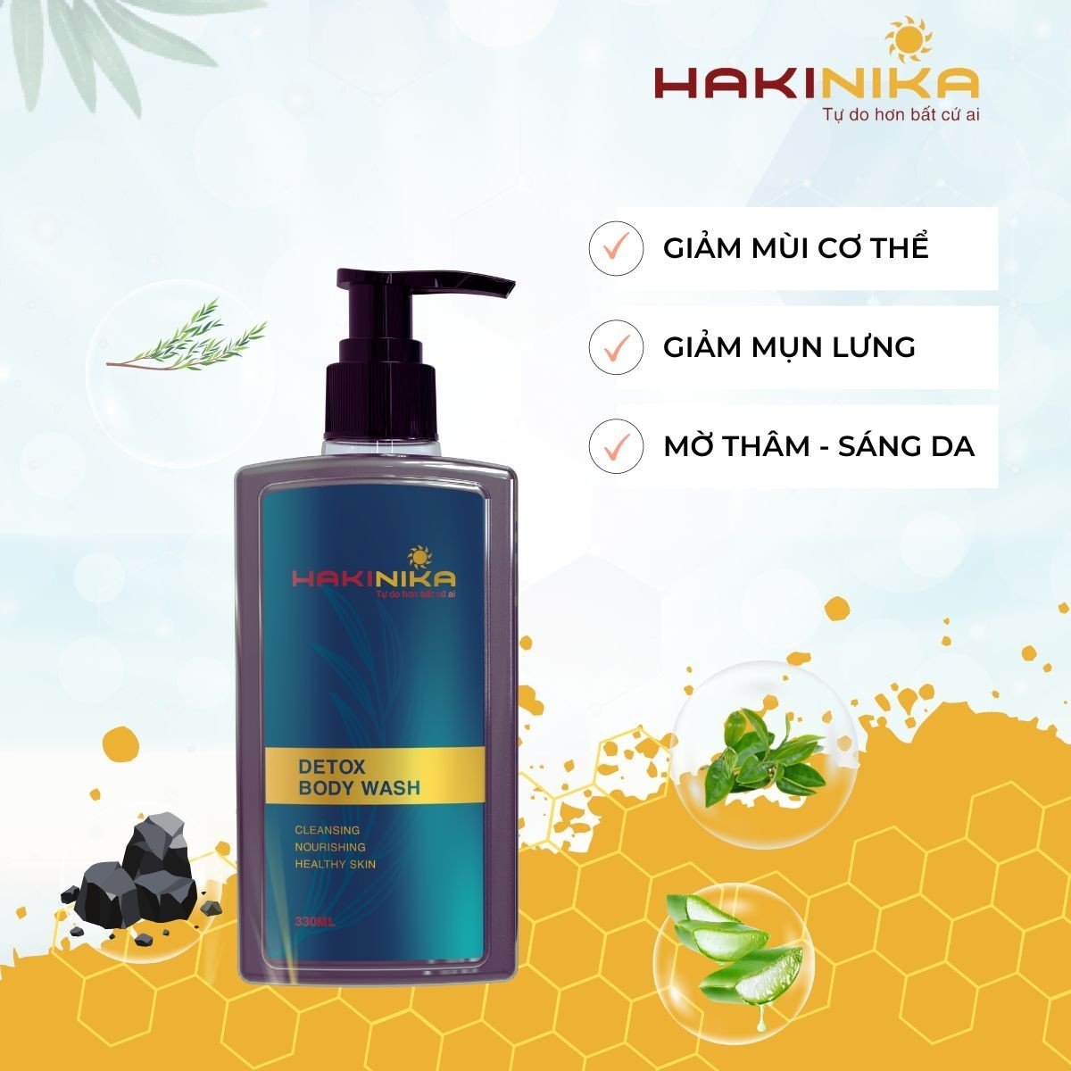 Sữa tắm ngăn mùi cơ thể, giảm mụn lưng HAKINIKA (330ml)